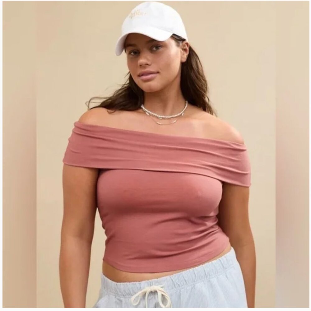 Aerie Chill Up Convertible Off The Shoulder Top Y2K Casual